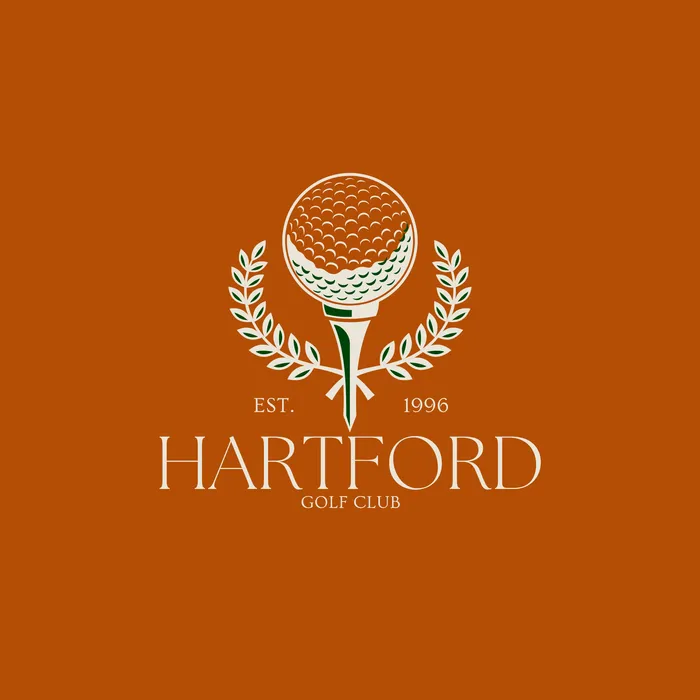 Hartford crest in cream on burnt orange