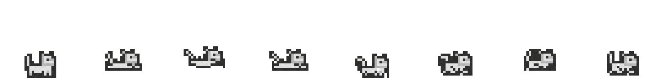 Eight pixel-art animation frames of a grey cat running