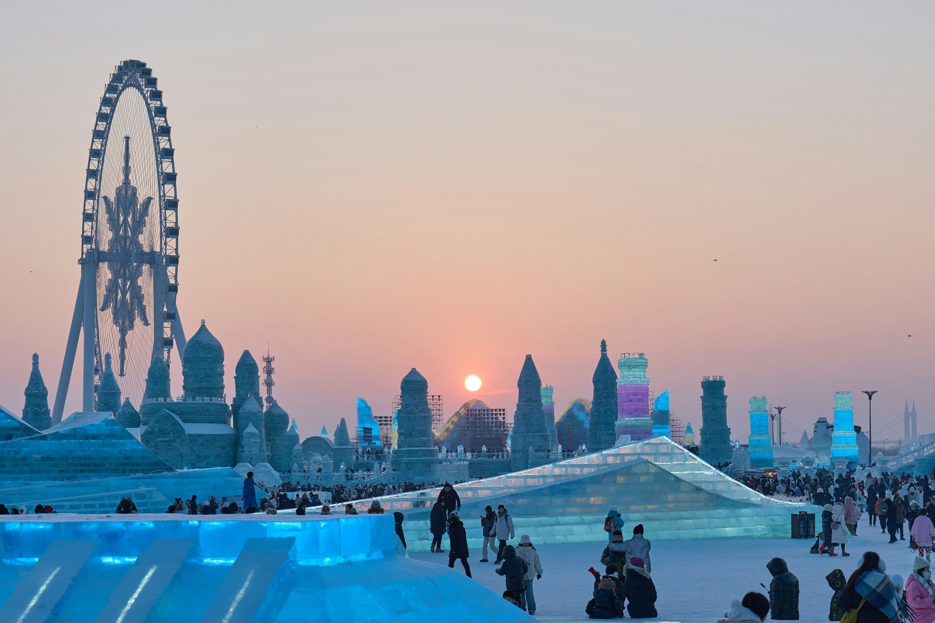 Harbin ice castle in winter